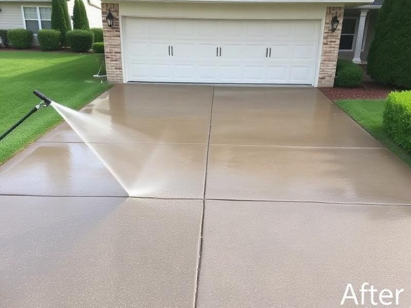 Pressure washing driveway